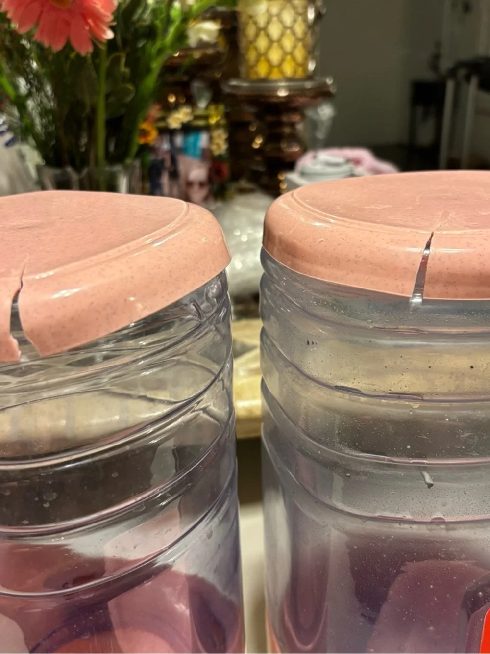 Pink Self-Dispensing Pet Water/Food Fountain Pair used see comments. 15.00
